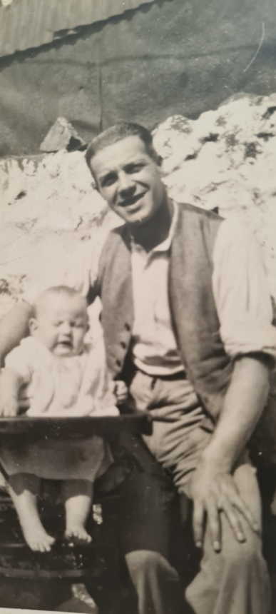 Thomas George Guard with a baby, Swansea, unknown date